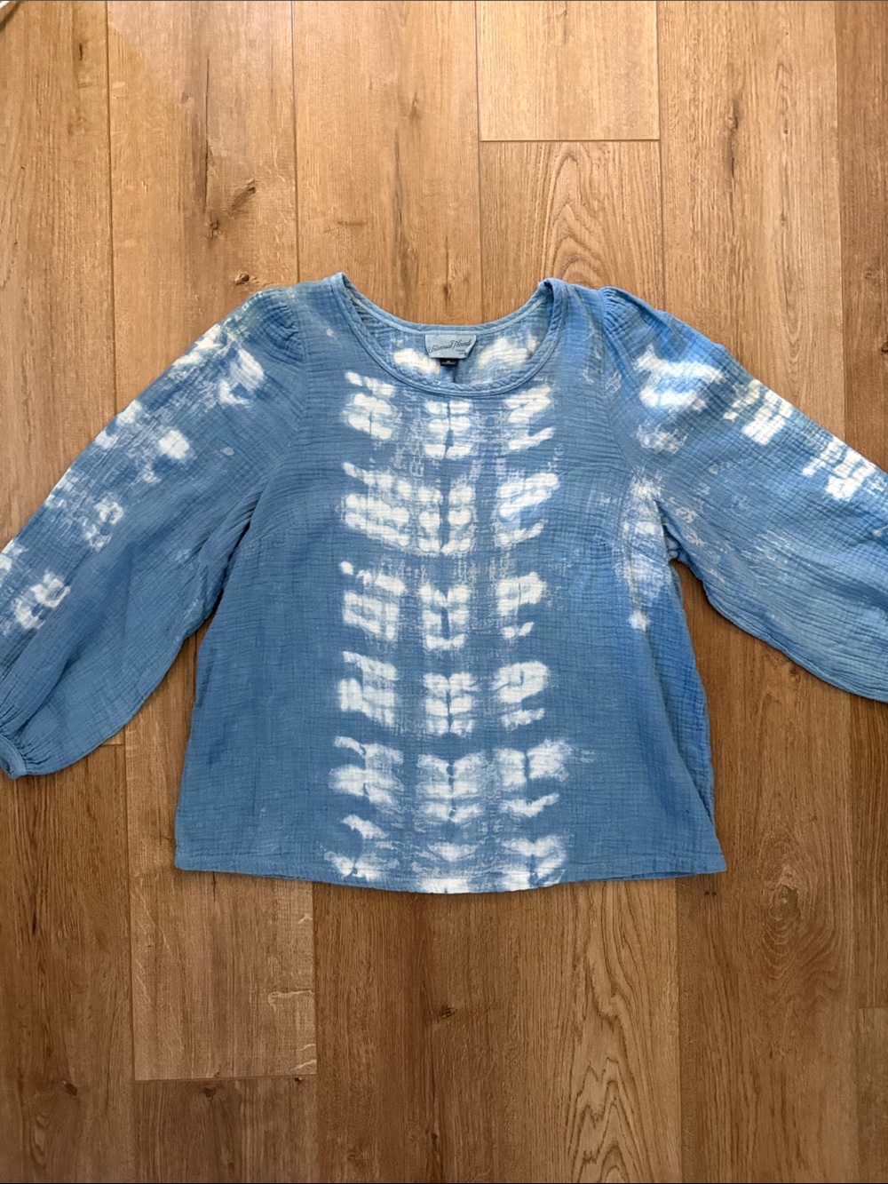 Indigo Hand Dyed Gauze Peasant Top, One Of A kind size M